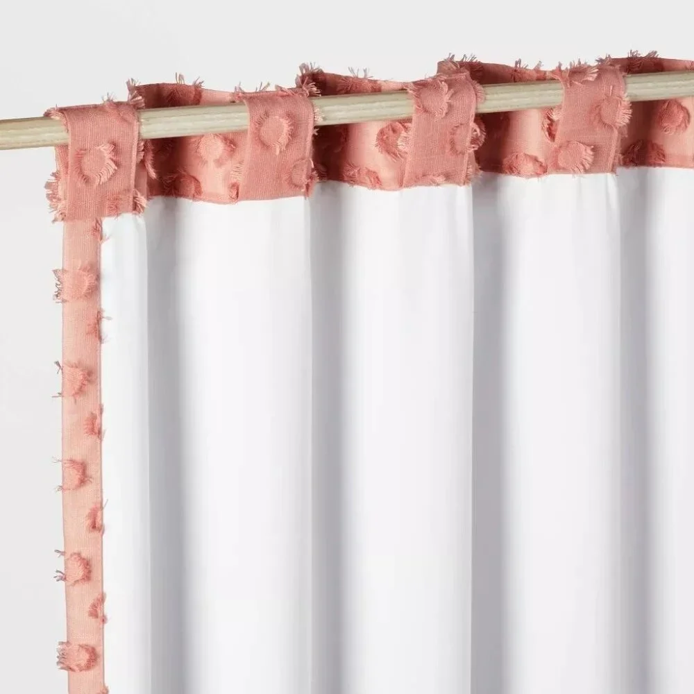 Pillowfort Rose Pink Clipped Dots Accent Single Blackout Curtain Panel 42